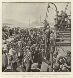 Rumbo a Creta, Tropas Griegas embarcando en El Pireo